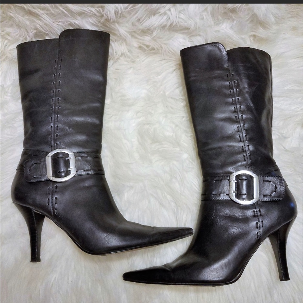Black Leather Nine West Boots